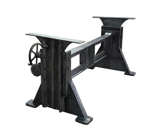 Craftsman Industrial Dining Table - Adjustable Height Iron Base - Gray Top - Rustic Deco Incorporated
