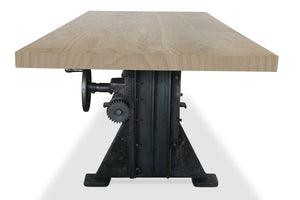Craftsman Industrial Dining Table - Adjustable Height Iron Base - Hardwood - Rustic Deco Incorporated