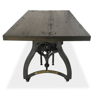 Crescent Industrial Dining Table - Adjustable Height - Casters - Rustic Ebony - Rustic Deco Incorporated