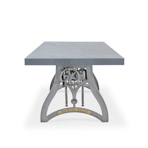 Crescent Writing Table Desk - Adjustable Height Metal Base - Gray Top - Rustic Deco Incorporated