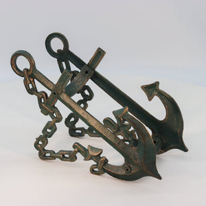 Double Anchor Ship Chains Nautical Bottle Holder - Metal - Cast Iron - Rustic Deco Incorporated