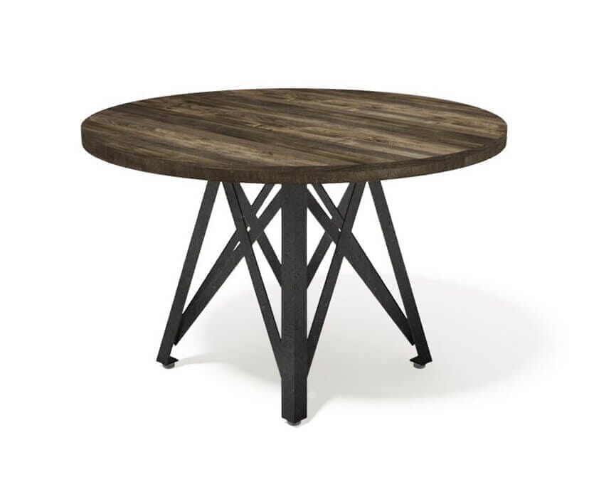 Dover Modern Industrial Coffee Table - Steel Base - Round Hardwood Top - Rustic Deco Incorporated