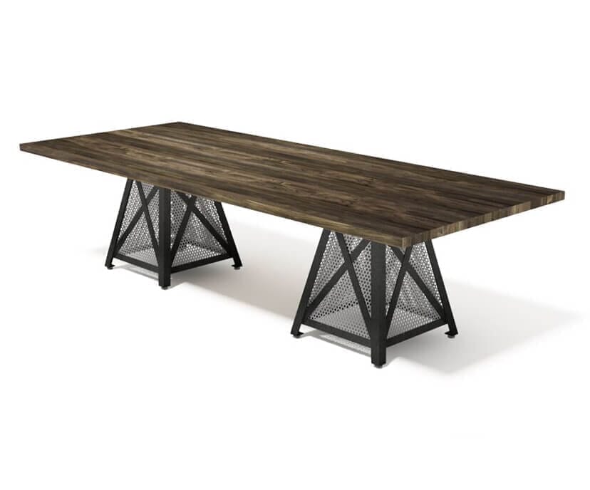 Dover Modern Industrial Conference Table - Steel Base - Hardwood Top - Rustic Deco Incorporated