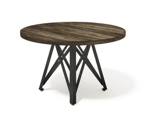 Dover Modern Industrial Dining Table - Steel Base - Round Hardwood Top - Rustic Deco Incorporated