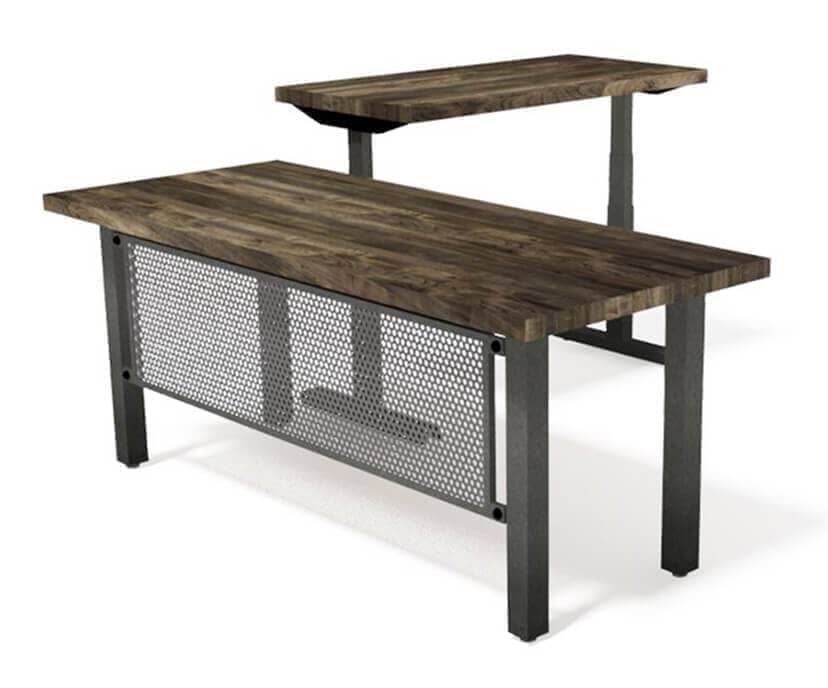 Fortis Modern Industrial Desk - Steel Base - Adjustable Height - L Shape - Rustic Deco Incorporated