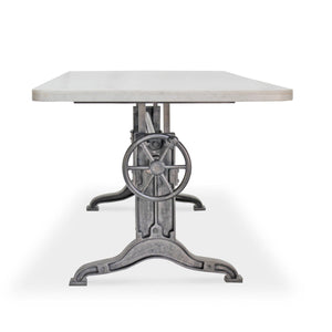 Frederick Adjustable Height Dining Table - Cast Iron - White Marble Top - Rustic Deco Incorporated