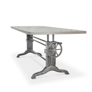 Frederick Adjustable Height Dining Table - Cast Iron - White Marble Top - Rustic Deco Incorporated