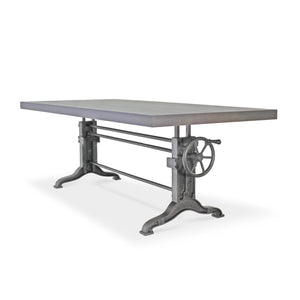 Frederick Adjustable Height Dining Table Desk - Cast Iron - Gray Top - Rustic Deco Incorporated