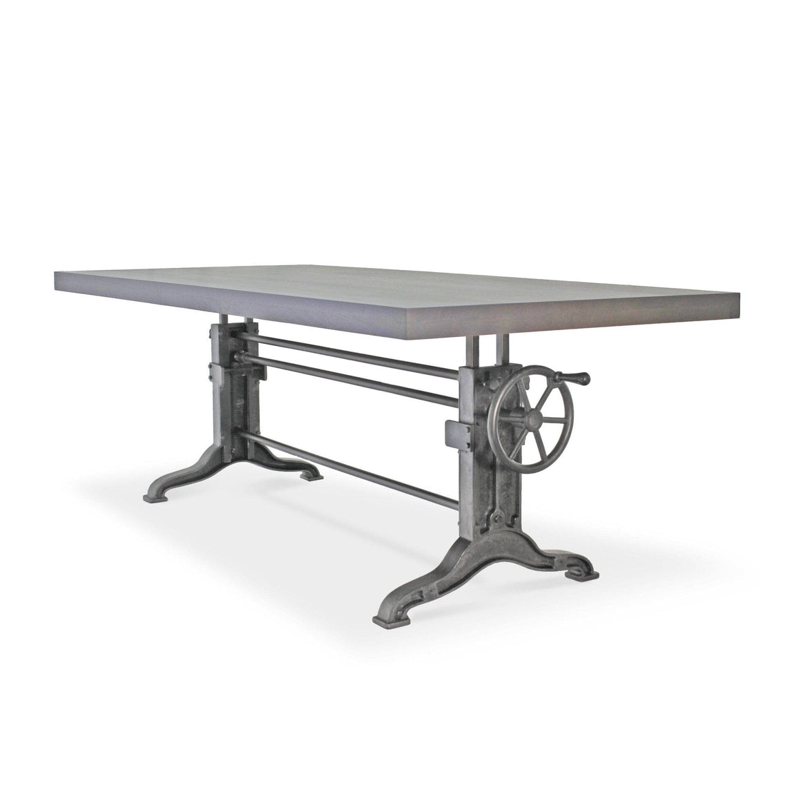 Frederick Adjustable Height Dining Table Desk - Cast Iron - Gray Top - Rustic Deco Incorporated