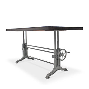 Frederick Adjustable Height Dining Table Desk - Cast Iron - Rustic Ebony - Rustic Deco Incorporated