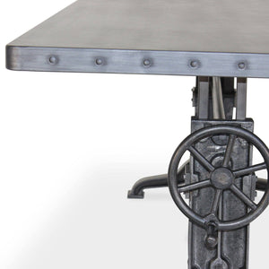 Frederick Adjustable Height Dining Table Desk - Cast Iron - Steel Top - Rustic Deco Incorporated