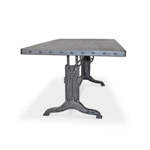 Frederick Adjustable Height Dining Table Desk - Cast Iron - Steel Top - Rustic Deco Incorporated