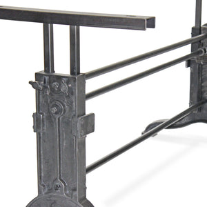 Frederick Adjustable Height Dining Table - Industrial Cast Iron Base - DIY - Rustic Deco Incorporated