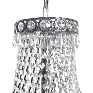 French Empire Tiered Crystal Chandelier - Chrome - Art Deco - 30" x 24" - Rustic Deco Incorporated