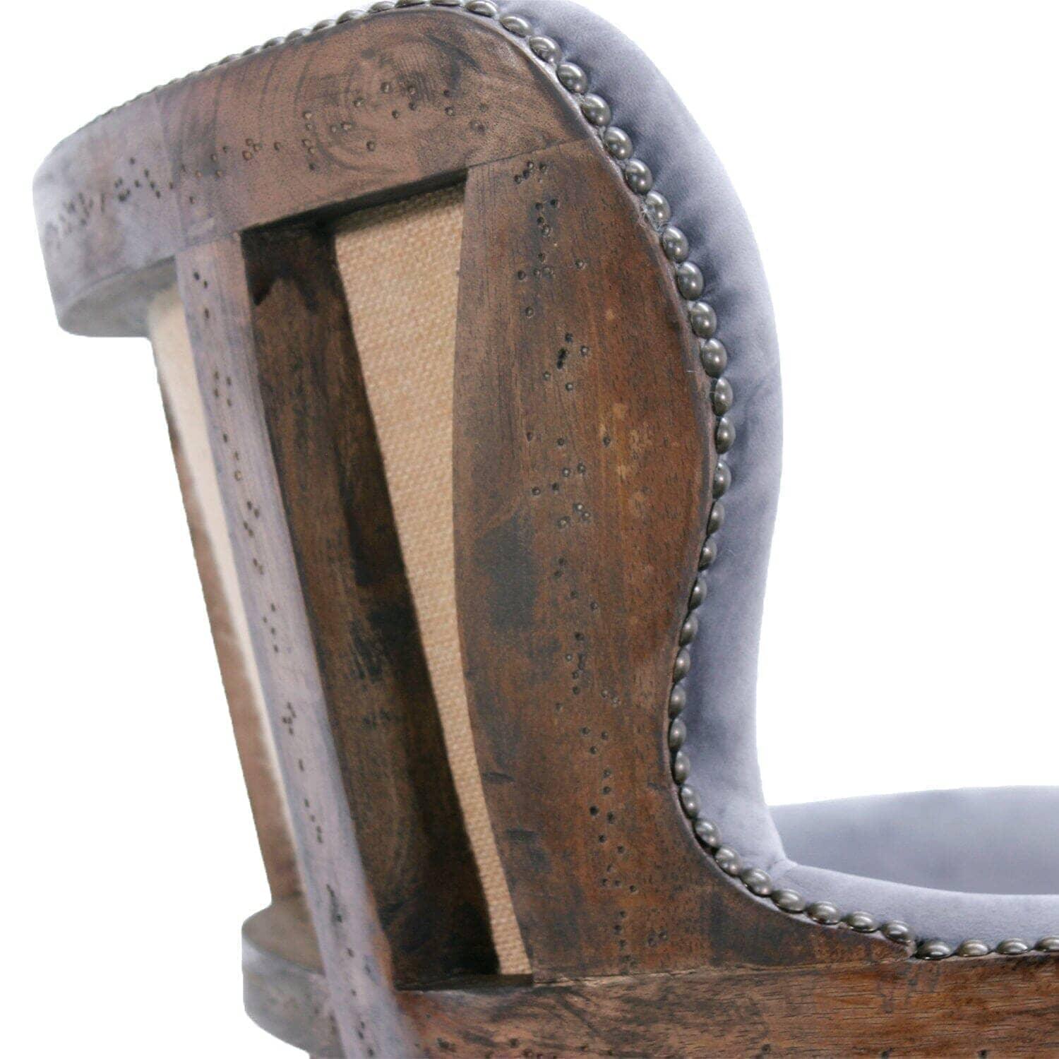 Grey Velvet Dining Chair Deconstructed Back Exposed Frame