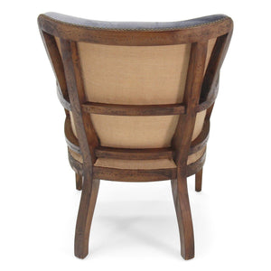 Grey Velvet Dining Chair - Deconstructed Back Exposed Frame Armchair - Rustic Deco Incorporated