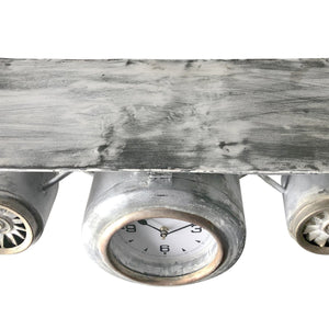 Handcrafted Airplane Wall Clock - Distressed Gray - 31" Wingspan - Rustic Deco Incorporated