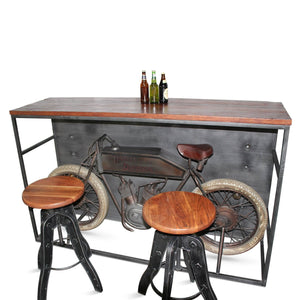 Harley Davidson Antique Motorcycle Bike Bar Pub Table - Lighted Accent - Rustic Deco Incorporated