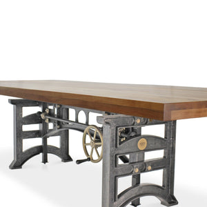 Harvester Industrial Communal Table - Iron Adjustable Base - Natural Top - Rustic Deco Incorporated