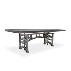 Harvester Industrial Dining Table - Cast Iron Adjustable Base – Rustic Ebony Top - Rustic Deco Incorporated