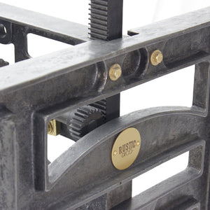 Harvester Industrial Executive Desk - Cast Iron Adjustable Base – Ebony Top - Rustic Deco Incorporated