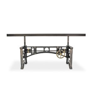 Harvester Industrial Executive Desk - Cast Iron Adjustable Base – Gray Top - Rustic Deco Incorporated