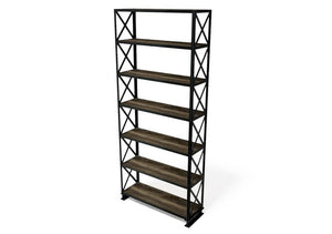 Helvetica Modern Industrial Bookcase - Steel Shelving Unit - Wood Shelves - Rustic Deco Incorporated