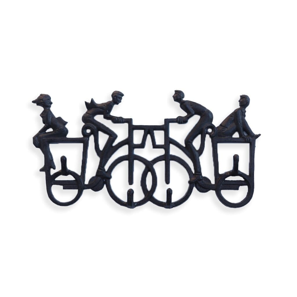 High Wheel Bicycle Wall Hanger Hooks - Metal - Cast Iron Key Rack - Rustic Deco Incorporated