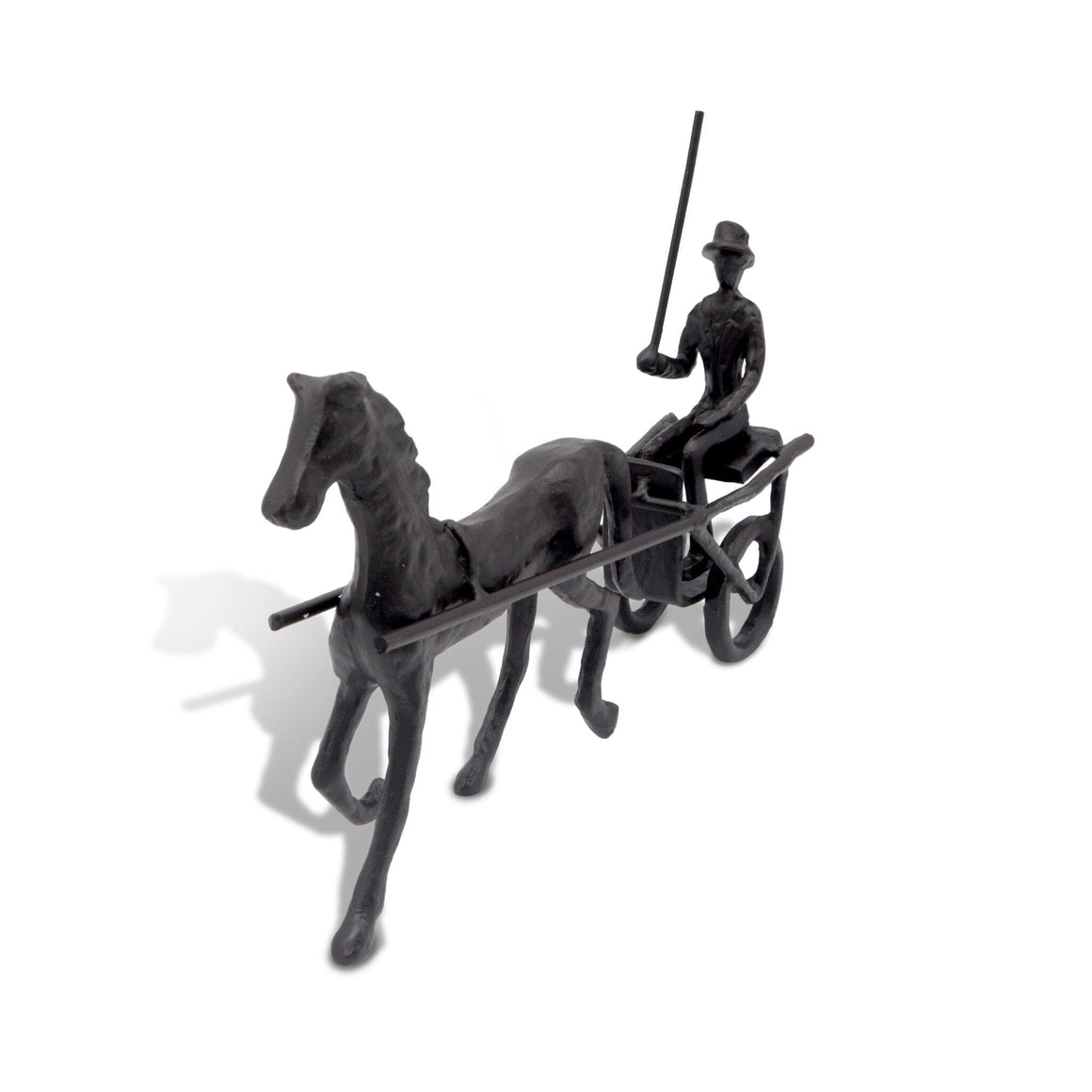 Horse and Cart Figurine - Cast Iron Metal Sculpture - Rustic Deco Incorporated