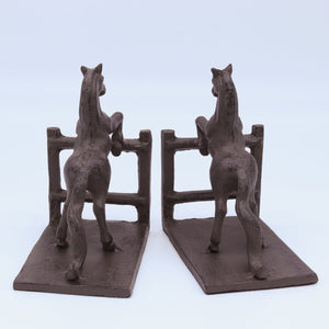 Horse Rearing Bookends - Equestrian Figurines - Cast Iron Metal - Pair - Rustic Deco Incorporated