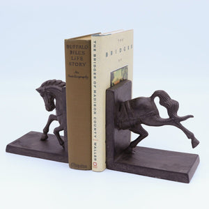 Horse Running Bookends - Metal - Pair - Carousel Style - Rustic Deco Incorporated
