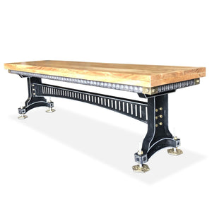 Industrial Adjustable Height Dining Bench Seat - Steel Brass - Brunel - 70" - Rustic Deco Incorporated