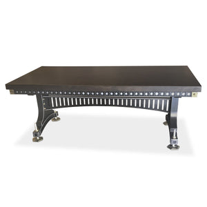 Industrial Adjustable Height Dining Table - Steel Brass - Brunel - Ebony - Rustic Deco Incorporated