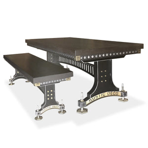 Industrial Adjustable Height Dining Table - Steel Brass - Brunel - Ebony - Rustic Deco Incorporated