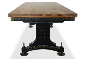 Industrial Adjustable Height Dining Table - Steel Brass - Brunel - Natural - Rustic Deco Incorporated
