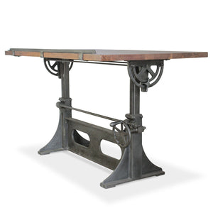 Industrial Adjustable Height Drafting Desk - Tilting Top - Cast Iron Base - Rustic Deco Incorporated