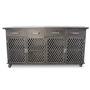 Industrial Bar Cart Console Mobile Storage Cabinet - Casters - Metal Frame - Rustic Deco Incorporated