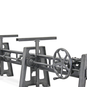 Industrial Cast Iron Crank Base - Communal Table - Adjustable Height Desk DIY - Rustic Deco