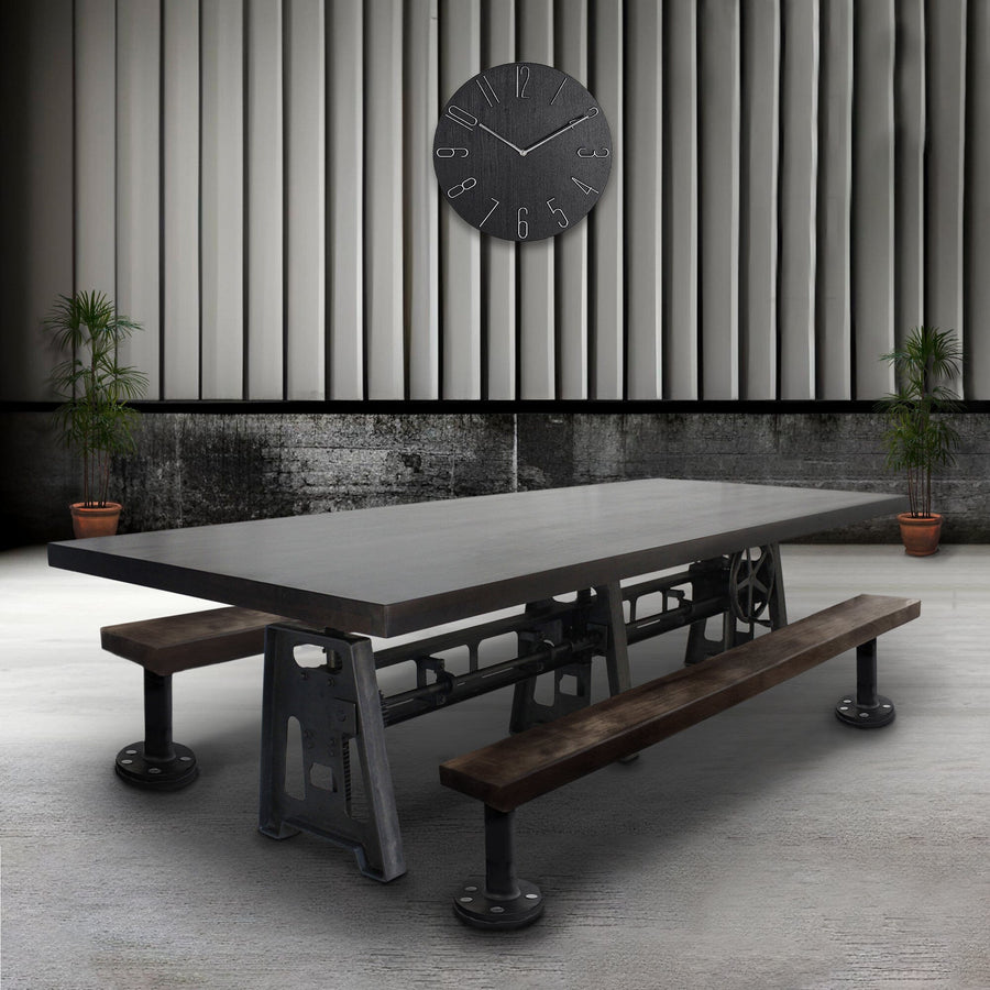 Industrial Communal Table - Cast Iron Base - Adjustable Height - Ebony Top DIY Rustic Deco
