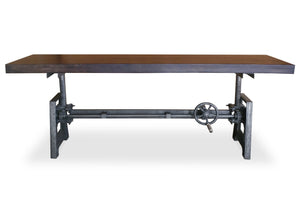 Industrial Dining Bench Seat - Cast Iron Base - Adjustable Height – Ebony Top - Rustic Deco Incorporated