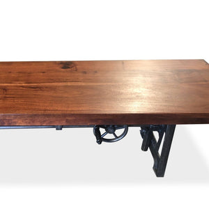 Industrial Dining Bench Seat - Cast Iron Base - Adjustable Height - Provincial - Rustic Deco Incorporated