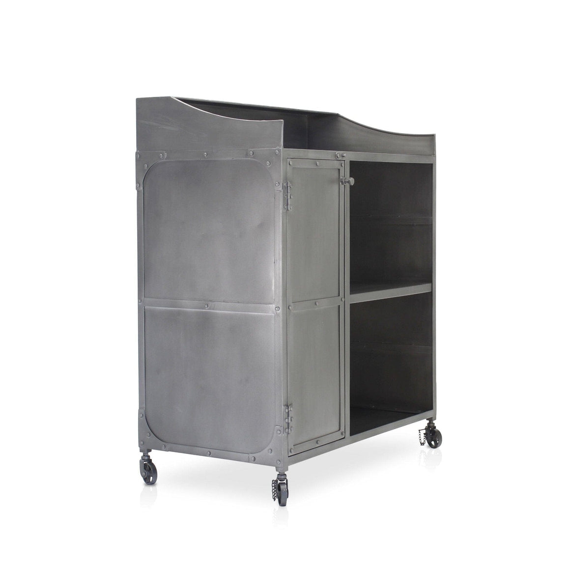 Industrial Reception Desk Hostess Station 36 in - Casters - Iron - Steel - Rustic Deco Incorporated
