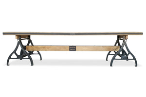 Industrial Sawhorse Conference Table - Iron Base - Wood Beam - Natural - Rustic Deco Incorporated