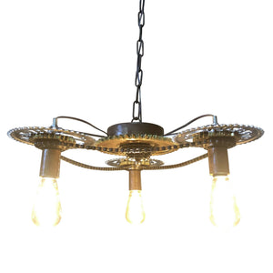 Industrial Steampunk Pendant Lamp - Side Winder Cogs - Ceiling Light - Rustic Deco Incorporated