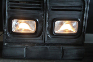 Industrial Storage Cabinet - Vintage Truck Working Headlights - Metal - Rustic Deco Incorporated