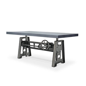 Industrial Writing Table Desk - Adjustable Height Iron Base - Gray Top - Rustic Deco Incorporated