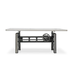 Industrial Writing Table Desk - Adjustable Height Iron Base - Marble Top - Rustic Deco Incorporated