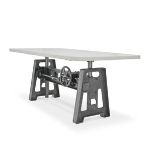 Industrial Writing Table Desk - Adjustable Height Iron Base - Marble Top - Rustic Deco Incorporated