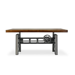 Industrial Writing Table Desk - Adjustable Height Iron Base - Natural - Rustic Deco Incorporated