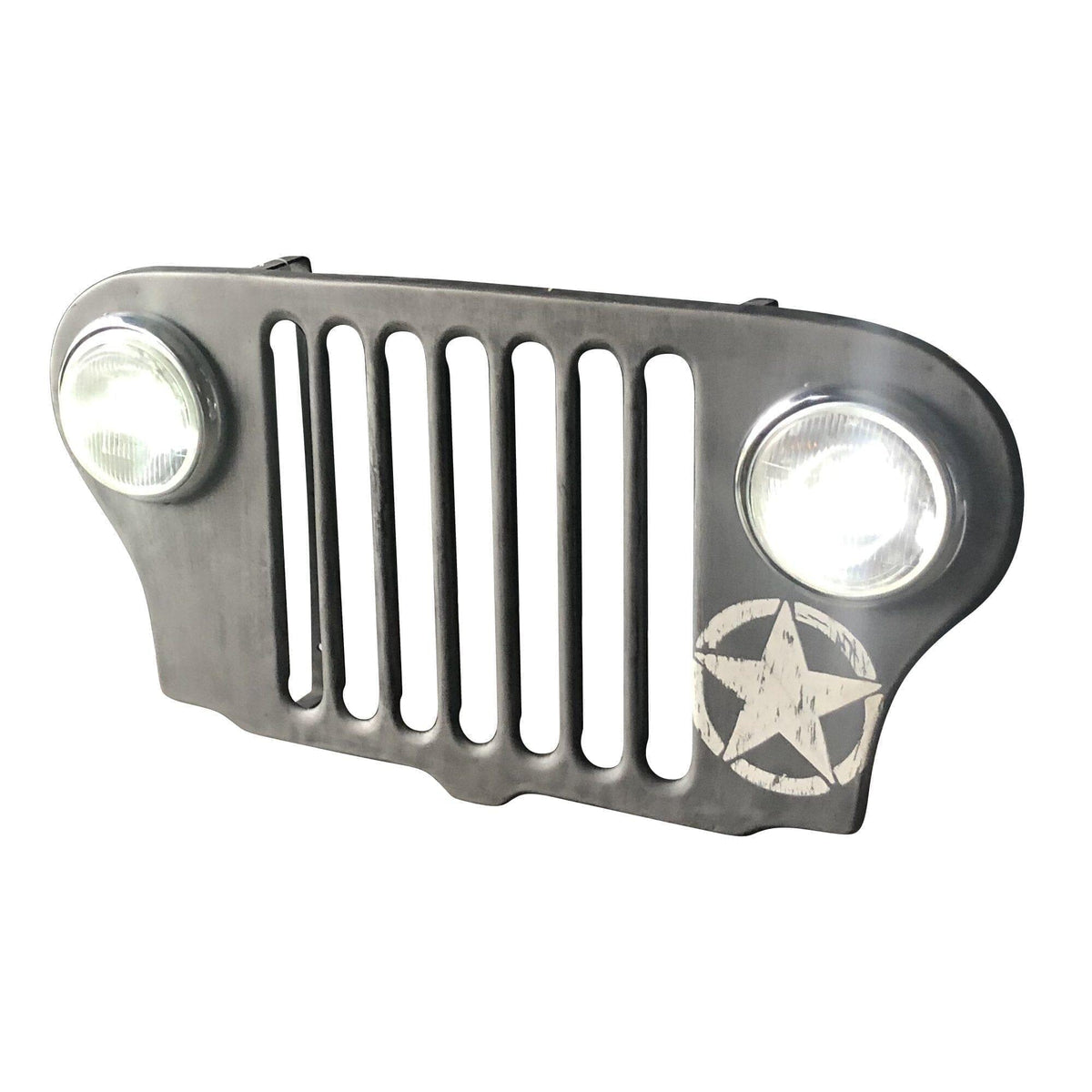 Jeep Grille Lighted Wall Art Willys Army Headlights WWII Silver